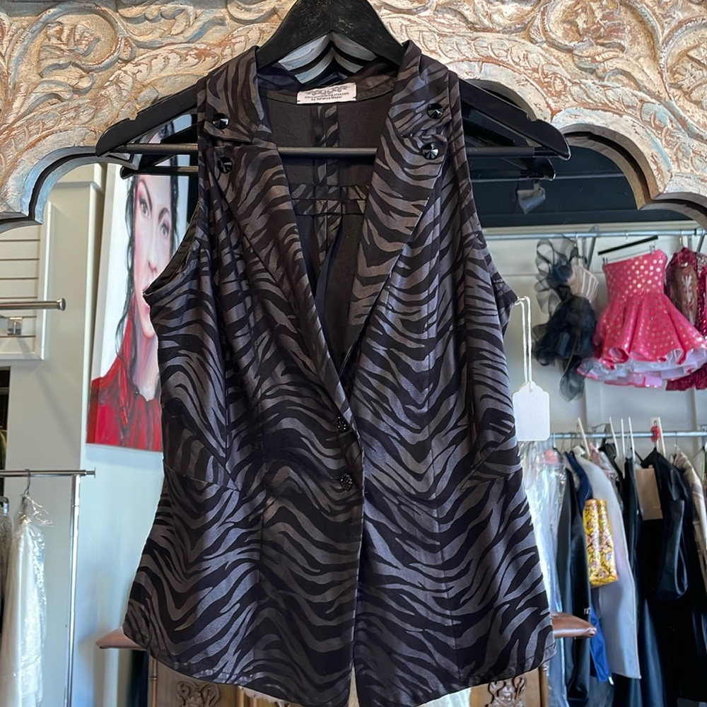 Animal print faux leather suede vest top